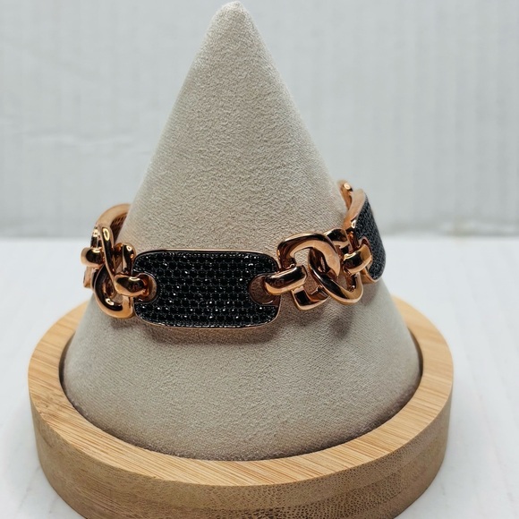 BRONZO ITALIA Rose Gold Color Bronze Black Spinel Bracelet - Picture 1 of 9